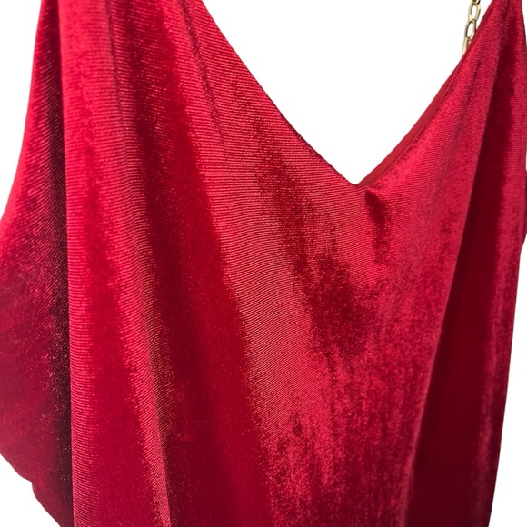 Red Velvet Gold Chain Strap Mini Dress - Picture 9 of 16